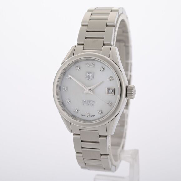 TAG Heuer Carrera WAR2414 Diamond Calibre 9 MOP 29mm Ladies Watch Serviced +Box main image 6